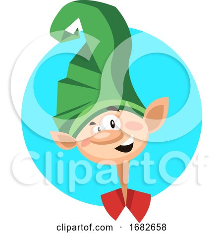 Christmas Joker with Big Green Hat Inside Blue Circle by Morphart Creations