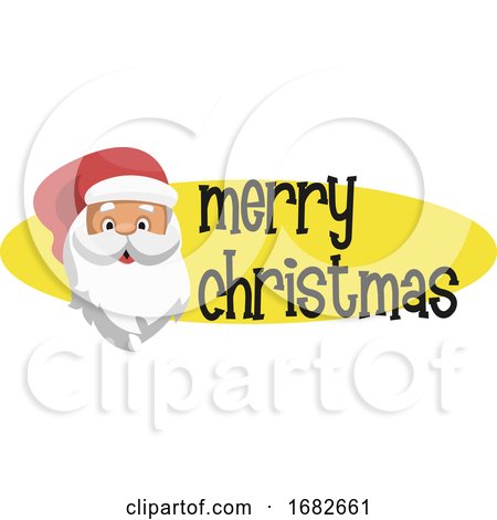 Yellow Elipse with Santas Head and Merry Christmas Text by Morphart Creations