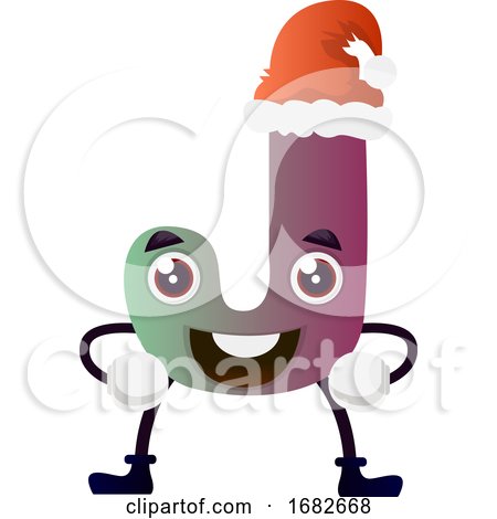 Purple Letter J with Christmas Hat by Morphart Creations