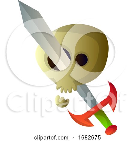Cartoon Skull with Big Sword Illustartion  by Morphart Creations