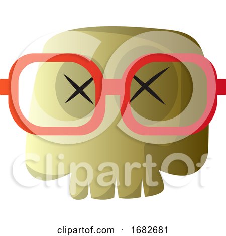 Cartoon Skull with Red Glasses Illustartion  by Morphart Creations