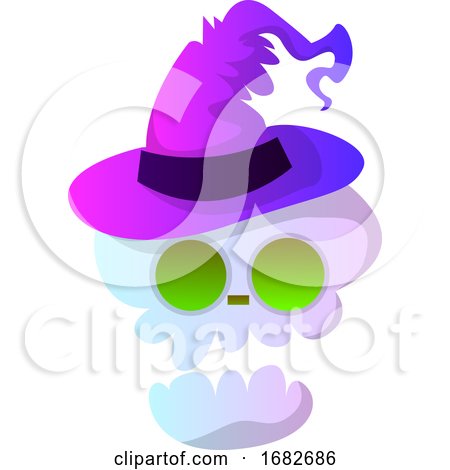 Cartoon Skull with Purple Halloween Hat Illustartion  by Morphart Creations