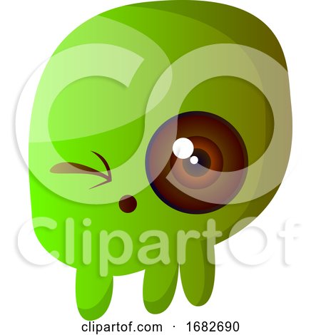 Green Cartoon Skull Illustartion  by Morphart Creations