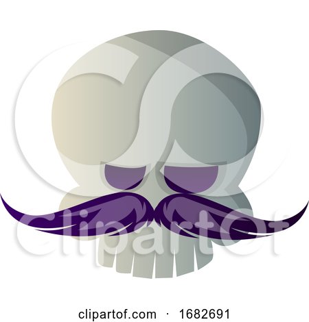 Cartoon Skull with Purple Mustache Illustartion  by Morphart Creations