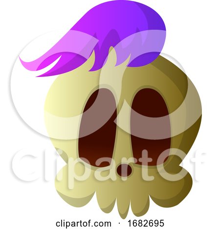 Cartoon Skull with Purple Hair Illustartion  by Morphart Creations