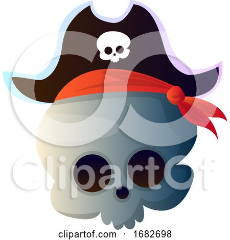 Cartoon Skull with Pirat Hat Illustration  by Morphart Creations