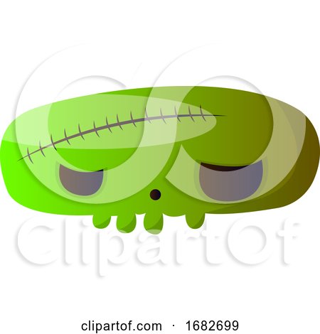 Big Scary Cartoon Green Skull Illustartion  by Morphart Creations