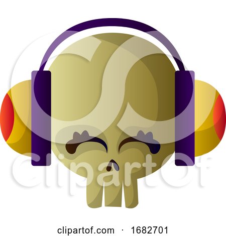 Cute Caroon Skull with Headphones Illustartion  by Morphart Creations