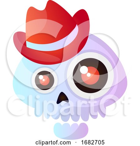 Cartoon Skull with Red Hat Illustartion  by Morphart Creations