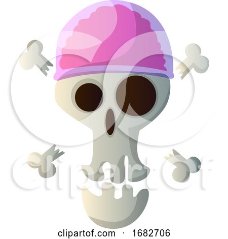 Cartoon Skull with Pink Hat Illustartion  by Morphart Creations