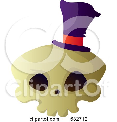 Cartoon Skull with Purple Hat Illustartion  by Morphart Creations