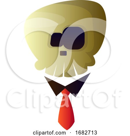 Cartoon Skull with Tie Illustartion  by Morphart Creations
