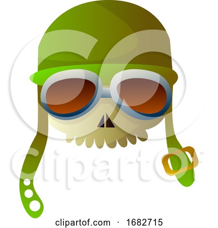 Cartoon Skull with Aviation Hat Illustration  by Morphart Creations
