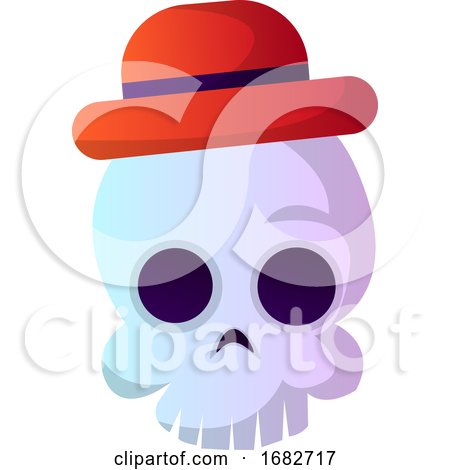 Cartoon Skull with Red Hat Illustartion  by Morphart Creations