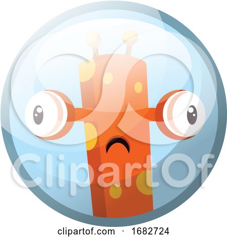 Cartoon Character of a Orange Monster with Yellow Dots and Eyes Standing out Looking Suprised Illustration in Light Blue Circle  by Morphart Creations