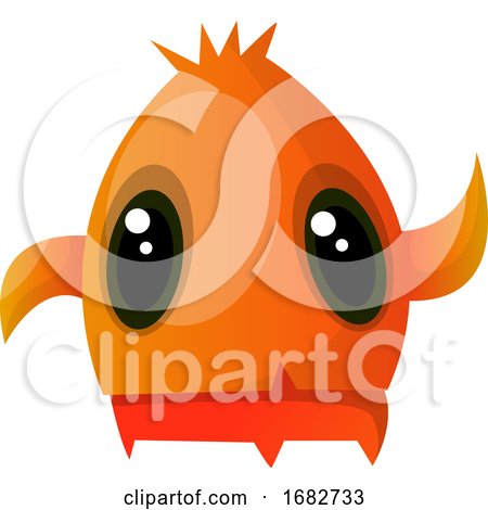 Orange Monster with Big Eyes Waving Illustration  by Morphart Creations