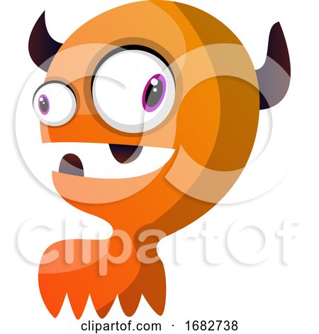 Orange Monster with Horns Illustration  by Morphart Creations