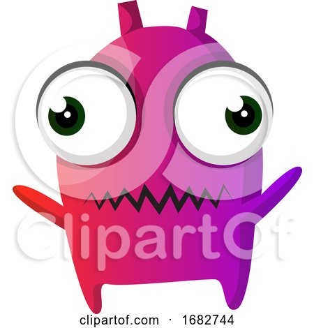 Purple Monster with Big Eyes Illustration  by Morphart Creations