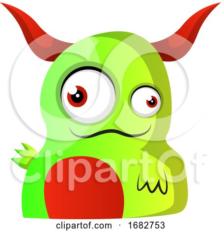 Green Monster with Red Horns Illustration  by Morphart Creations