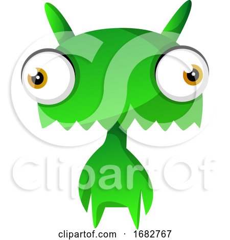 Green Cute Monster Illustration Print by Morphart Creations