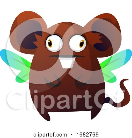 Brown Rat Monster with Wings Illustration Print by Morphart Creations