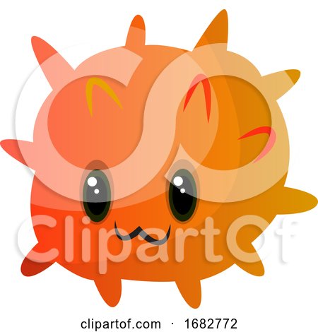 Orange Cute Monster Illustration Print by Morphart Creations