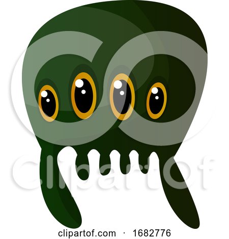 Green Meduza Monster with Four Eyes Illustration  by Morphart Creations