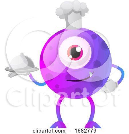 One Eyed Purple Monster Chef Illustration  by Morphart Creations