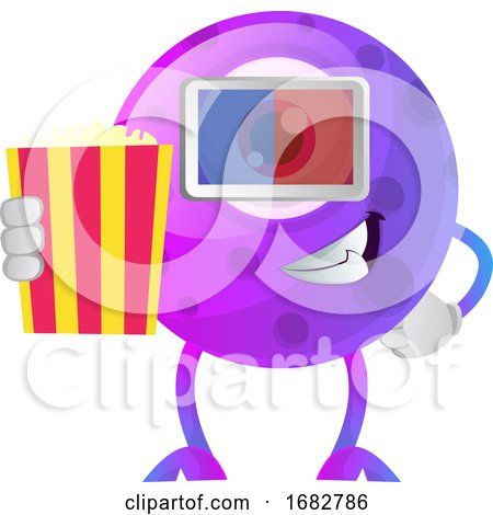 Purple Monster in Cinema Withy 3d Glasses Illustration  by Morphart Creations