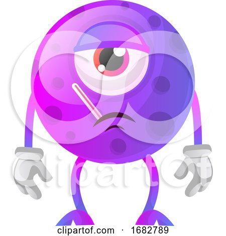 One Eyed Sick Purple Monster Illustration  by Morphart Creations