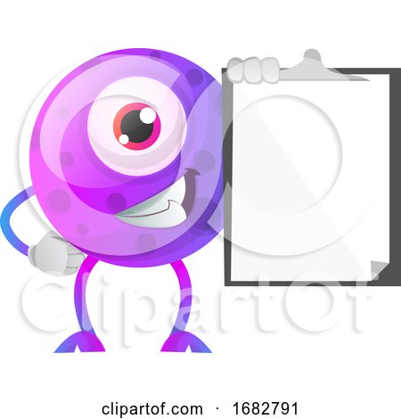 Smiling One Eyed Monster Holding a Notepad Illustration  by Morphart Creations