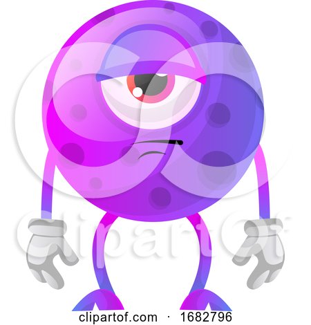 Bored One Eye Purple Monstre Illustration  by Morphart Creations