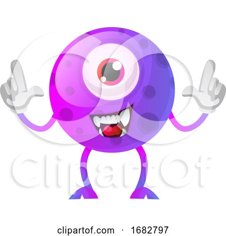 One Eyed Purple Monster with Hands in the Air Illustration  by Morphart Creations