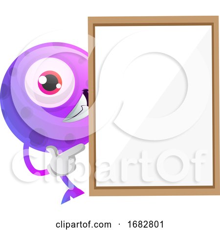 One Eyed Purple Monster Hiding Behind a Paper Panel Illustration  by Morphart Creations