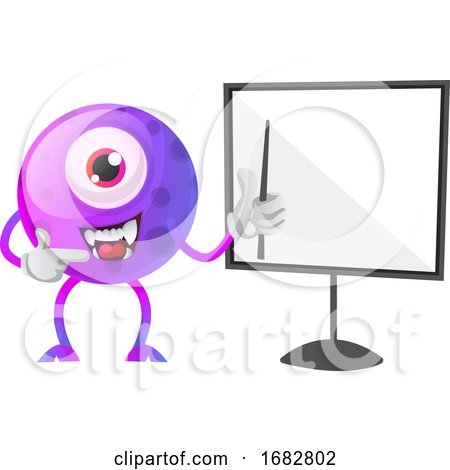 One Eyed Purple Monster Showing How to Draw on a Board Illustration  by Morphart Creations