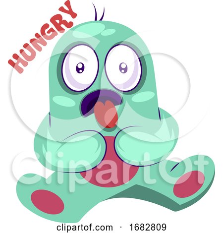 Hungry Blue Monster Illustration on a White Background by Morphart Creations