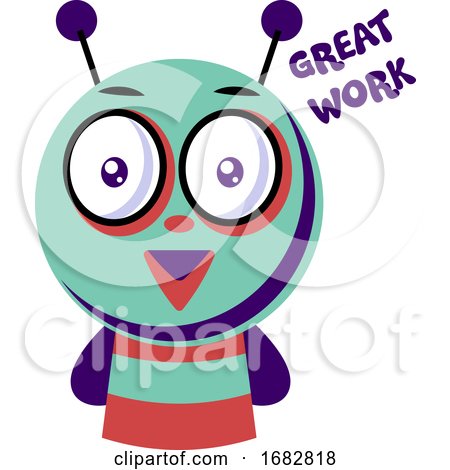 Colorful Monster Saying Great Work Illustration on a White Background by Morphart Creations