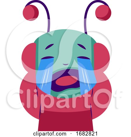 Crying Pink and Blue Monster Sticker Illustration on a White Background by Morphart Creations