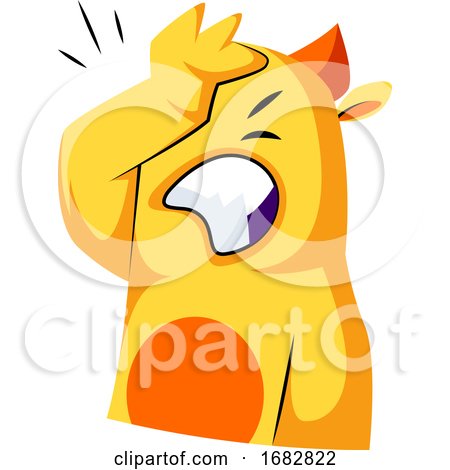 Yellow Monster Hitting Its Forehead Illustration on a White Background by Morphart Creations