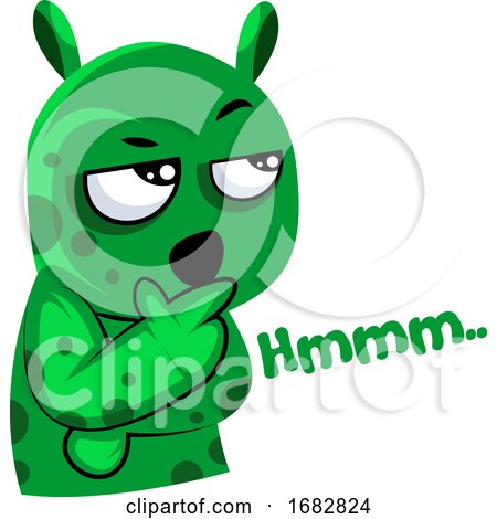 Suspicious Green Monster Illustration on a White Background by Morphart Creations