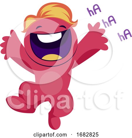 Cheerful Pink Monster Jumping Around Illustration on a White Background by Morphart Creations