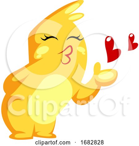 Yellow Monster Sending a Kiss Illustration on a White Background by Morphart Creations