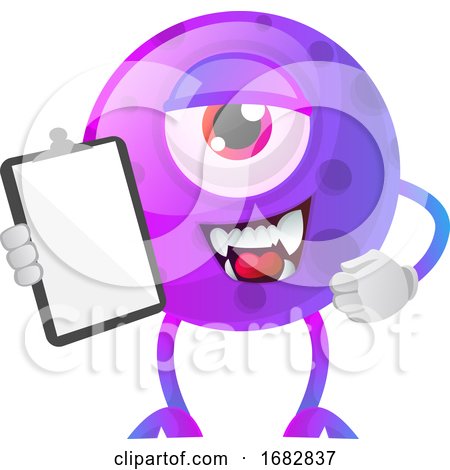 Purple Monster with a Notepad Illustration  by Morphart Creations