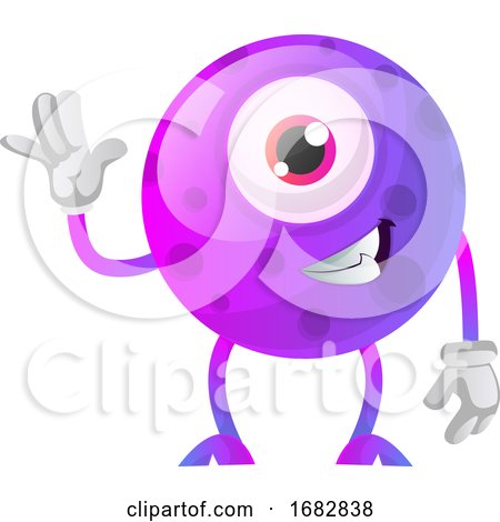 Cute Purple Monster Waving Illustration  by Morphart Creations