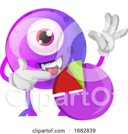 Purple Monster with Graphic Sign Illustration  by Morphart Creations