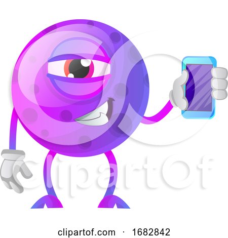 Purple Monster Holding a Smartphone Illustration  by Morphart Creations