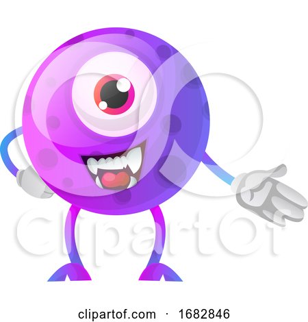 Purple Monster Showing down with Hand Illustration  by Morphart Creations