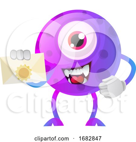Purple Monster Holding Envelope Illustration  by Morphart Creations