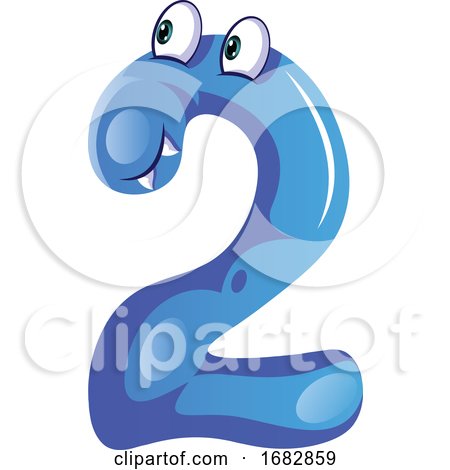 Blue Monster in Number Two Shape Illustration  by Morphart Creations