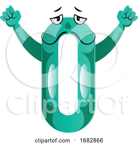 Green Monster in Number Zero Shape with Hands up Illustration  by Morphart Creations